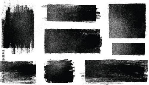 Hand-Drawn Grunge Square Brush Set Grunge Watercolor Square Brushes – Black Ink Textures & Artistic Smudges Paint Vector Smears and Overlays transparent background