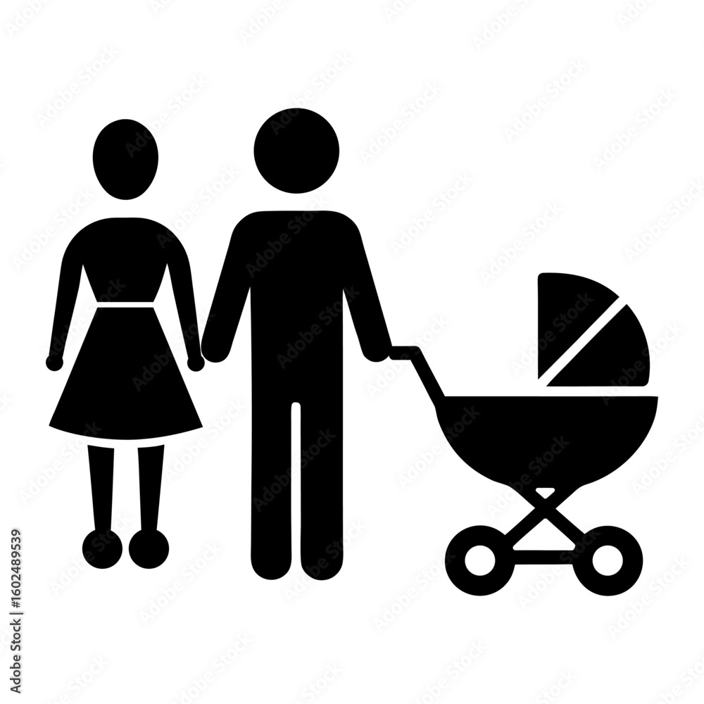 Obraz premium Family and Parenting Icons – Baby, Stroller, Care Symbols.