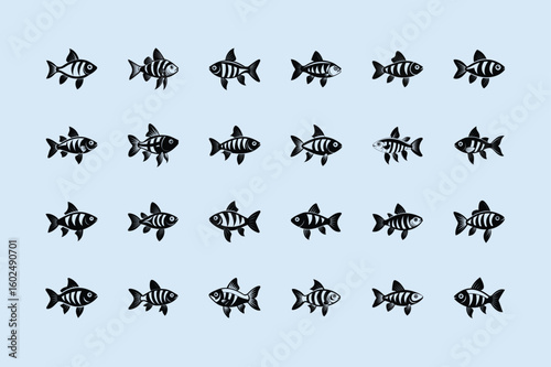 GloFish Danio, aquarium fish vector illustration