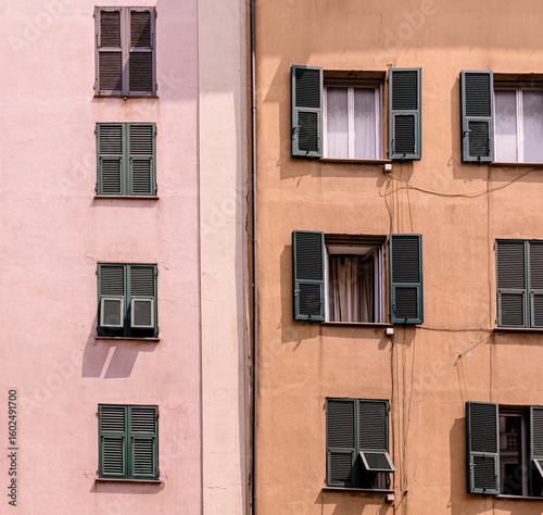 Windows & Balconies Of Apartments In Genoa, Italy