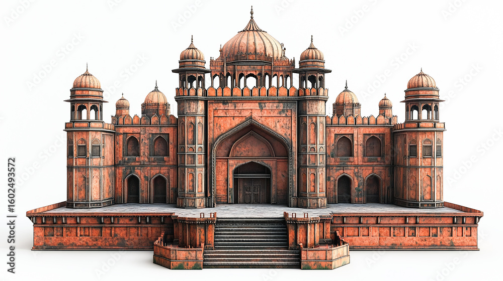 Obraz premium Red Fort in Delhi India shown on a white background