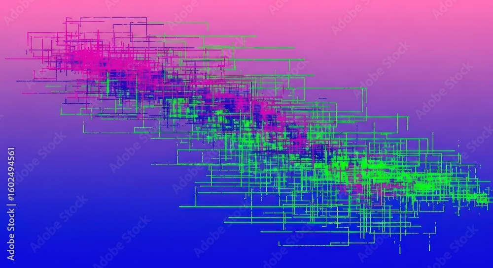 Abstract data visualization with colorful rectangles and lines Abstract data visualization with colorful rectangles and lines