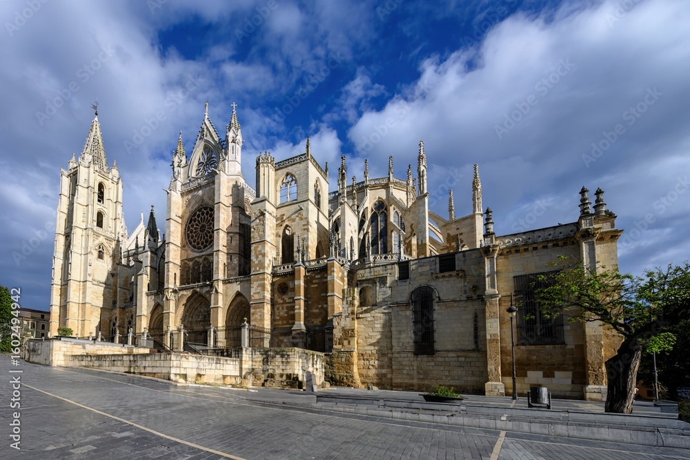 Exterior view of the south side and apse of Catedral de Leon Exterior view of the south side and apse of Catedral de Leon