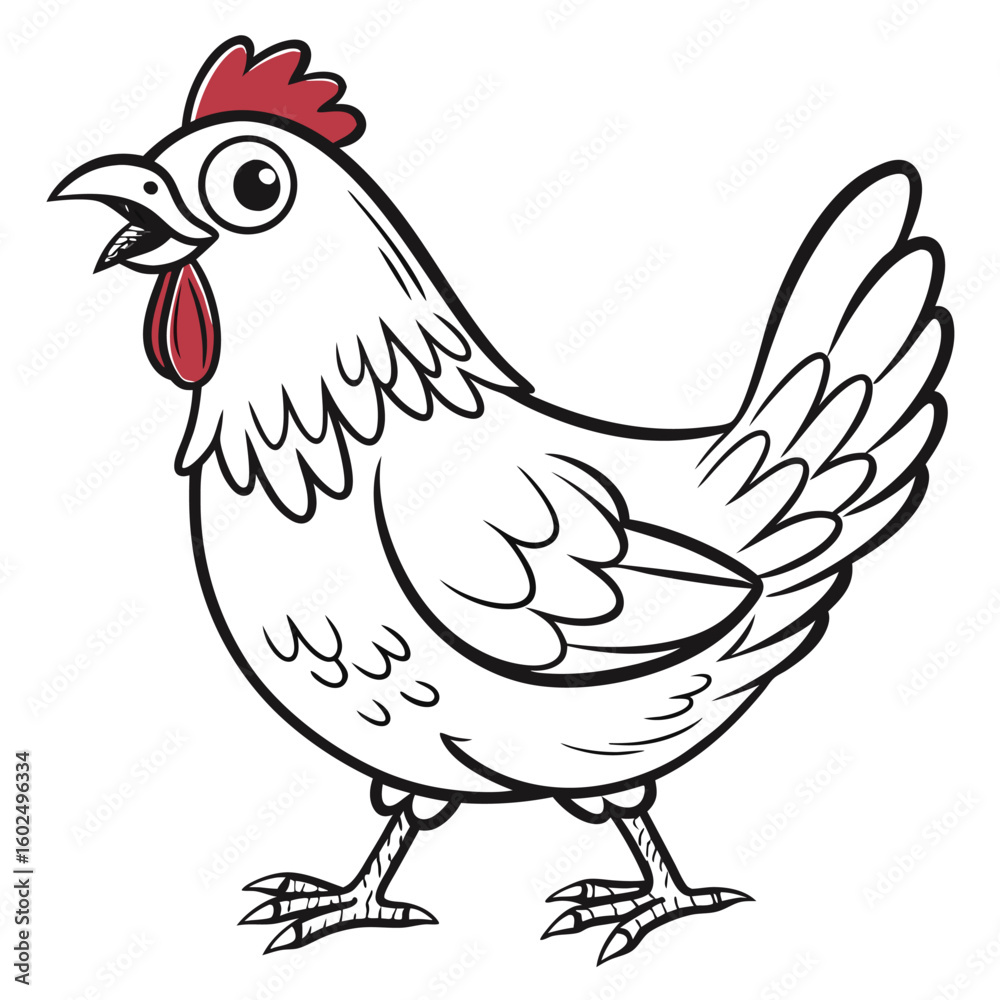 Fototapeta premium Stylized cartoon hen illustration isolated on white background