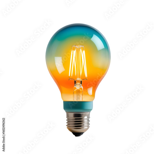 futuristic smart light bulb with delicate frosted glass dome, radiating mesmerizing display of vibrant colors