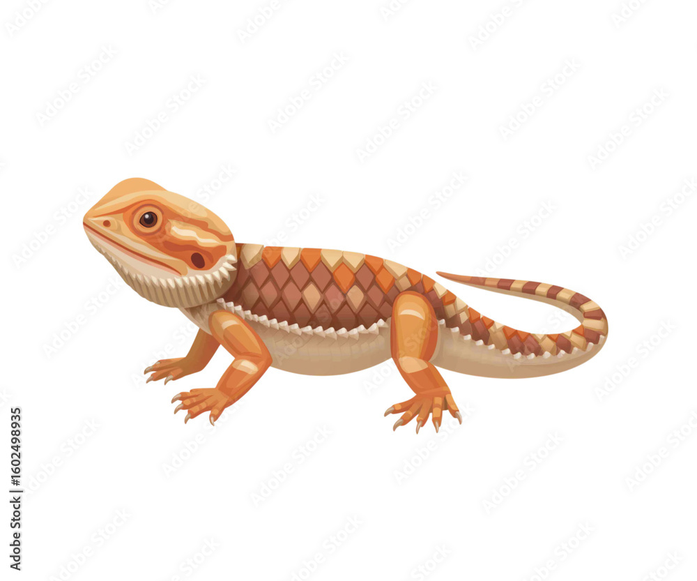 Naklejka premium Alert Bearded Dragon Isolated on a Pure White Background