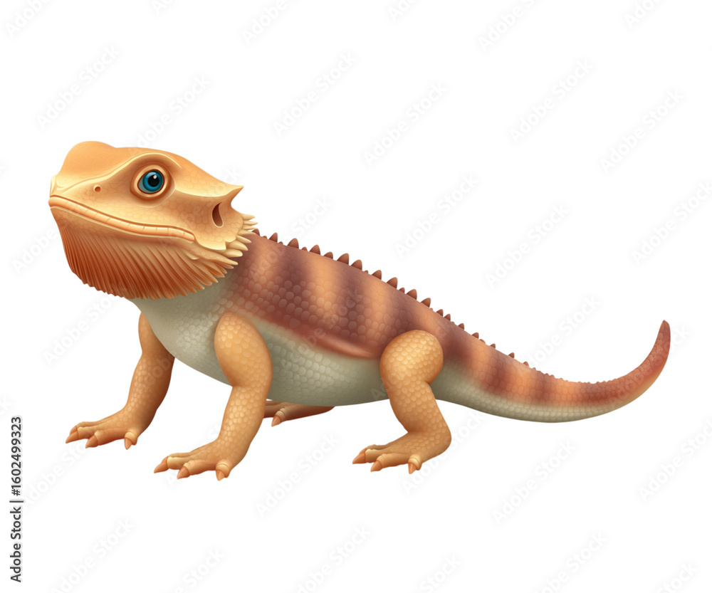 Naklejka premium Isolated Bearded Dragon Alert on Pure White Background