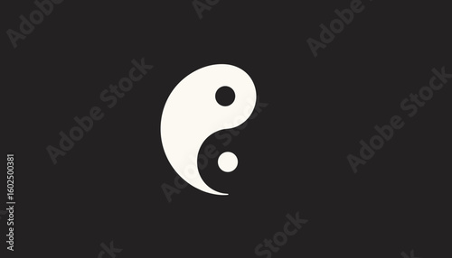 Yin Yang symbol in minimalist design on dark background  