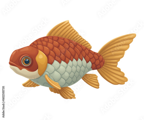 Vibrant Goldfish Swimming Gracefully on Isolated White Background