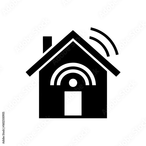 home with wi fi icon vector  