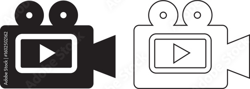 video camera icon, film shoot camera videography vector illustration isolated on transparent png