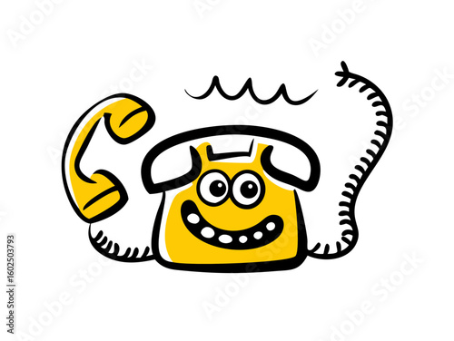 Smiling Rotary Phone & Fax Machine – Grainy Retro Art