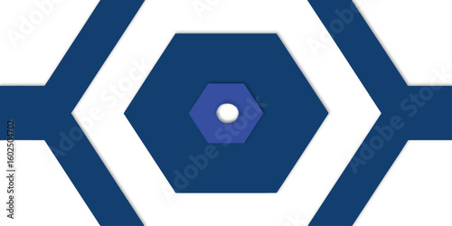 blue geometric design featuring a branching line leading to a cluster of connected hexagons shapes element a modern, abstract pattern for various uses.