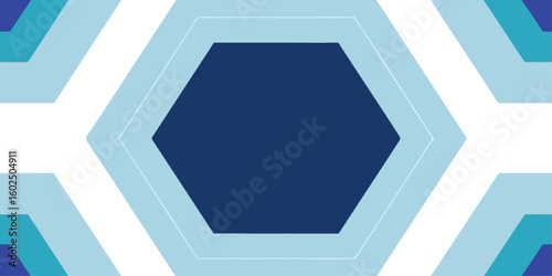 blue geometric design featuring a branching line leading to a cluster of connected hexagons shapes element a modern, abstract pattern for various uses.