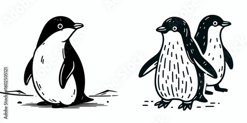 A Yellow billed loon. Funny Happy Retro Cartoon Clipart Silhouette Line Art Vector Illustration. Avian kind exploring golden beak diver habitat behavior and watching.