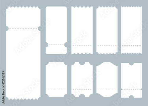 White blank ticket mockup. Blank Template Tickets stock illustration.