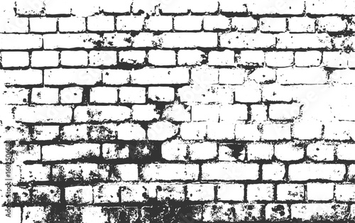 Grunge Old Brick Wall Black Overlay Texture for Creative Design, Vector distressed overlay brick wall old texture. transparent background.