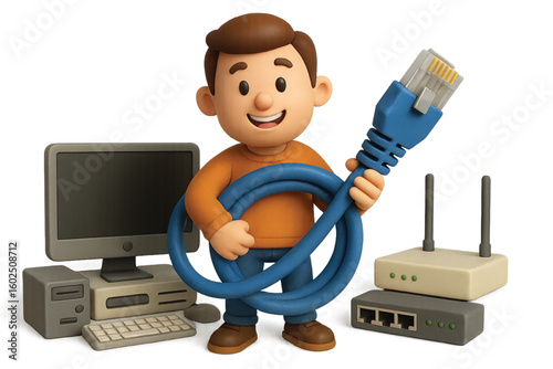 man with computer cable