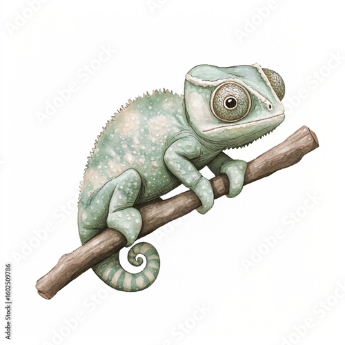 a cute animal of chameleon on a branch