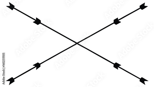 Two black arrows crossing in an x shape on white background
