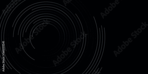 Dark Background with Abstract Circle Pattern. Vector Illustration of Moving Circles Concept. Radial Speed Lines.