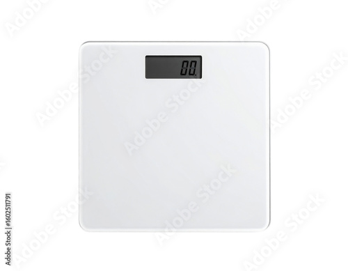 White digital scale weight bathroom fitness tool on transparent background