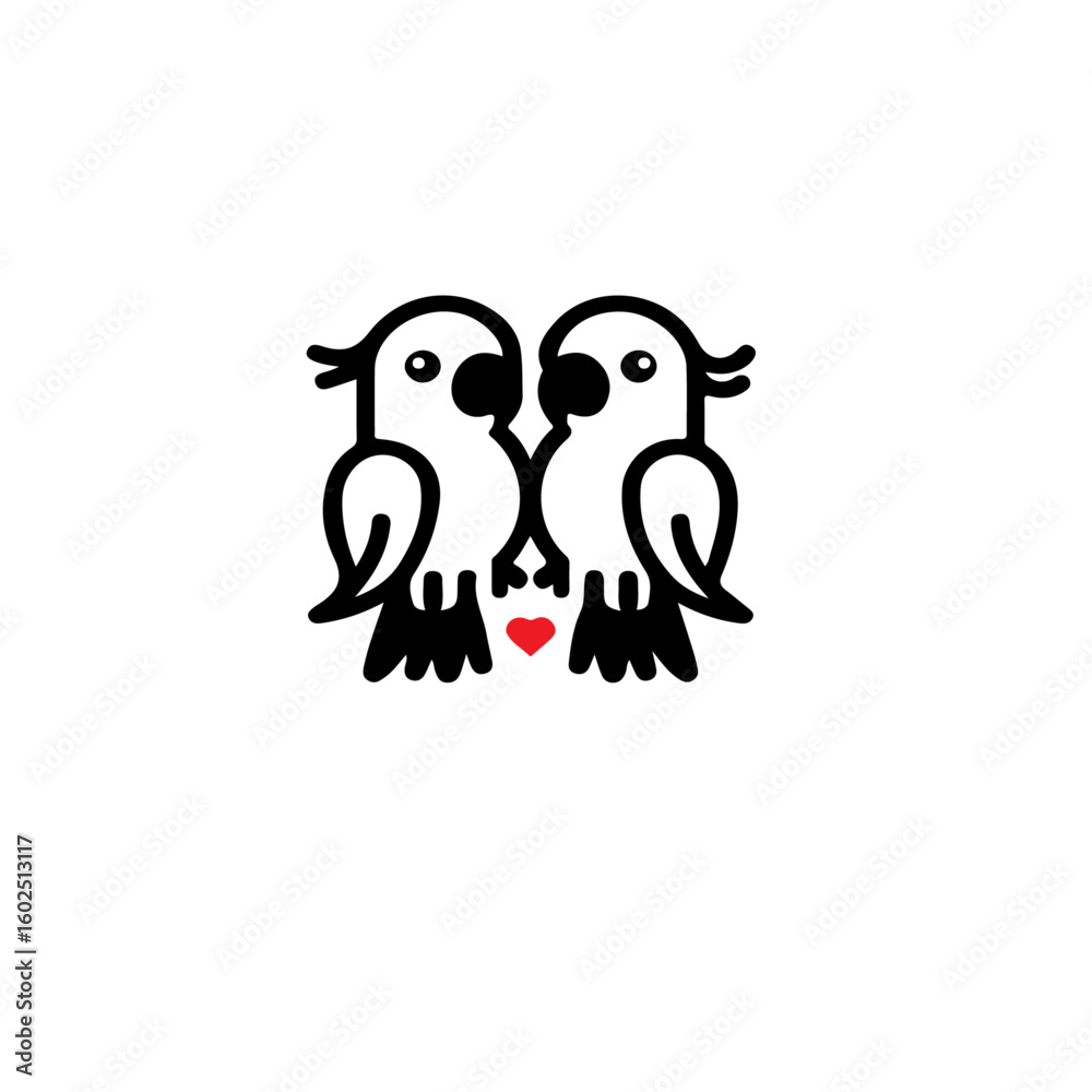 Obraz premium A simple black and white illustration of a parrot perched on something unseen below it