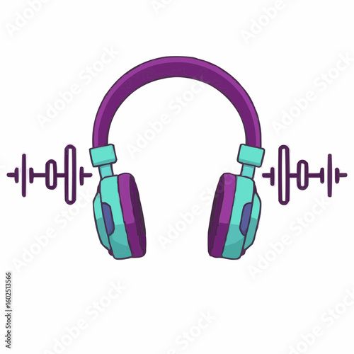 Colorful headphones with sound waves in a modern design  