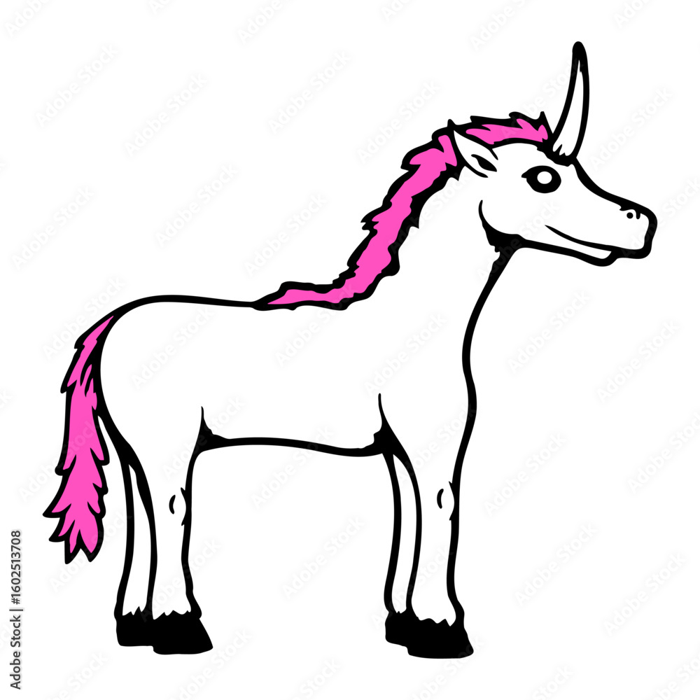 Obraz premium Unicorn Pink Cute Pretty Friendly Cartoon Horse
