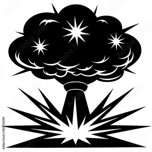 Explosion Cloud Silhouette - Powerful Blast Vector
