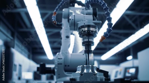 Industrial robot working on metal
