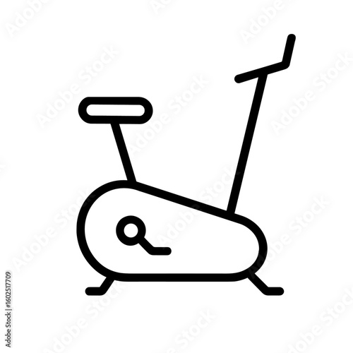 ミニマルなエアロバイクの線画アイコン｜Minimal Line Icon of Exercise Bike