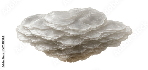 Muscovite mica with silver pearlescence and thin, layered sheets