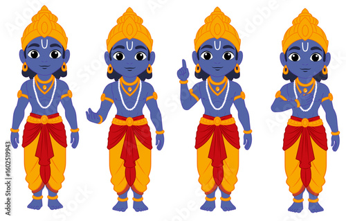 Lord Krishna Character Poses Set