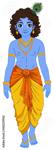 Lord Krishna Hindu God Character Illustration