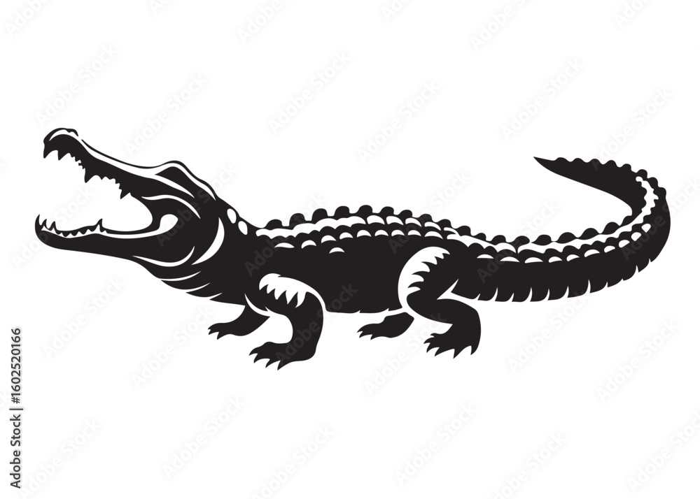 Naklejka premium crocodile silhouette vector illustration design crocodile logo silhouette vector, alligator silhouette reptile wildlife animal, crocodile animals logo silhouettes vector on white background