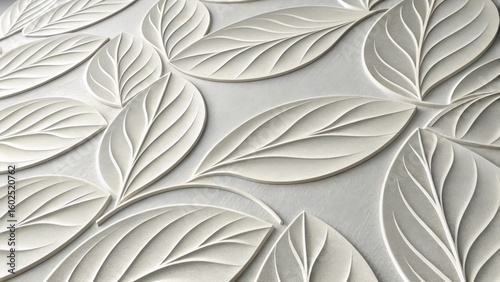 Decorative plaster wall panel showcasing a repeating leaf motif, adding an elegant and natural touch to interior design