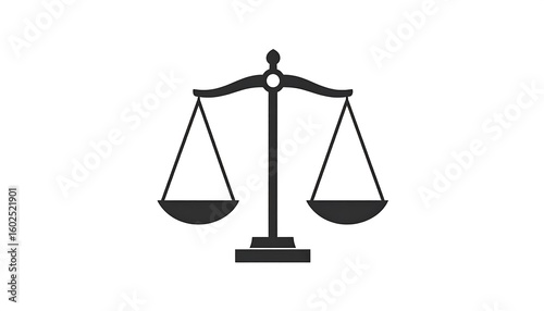 Simple black and white scales of justice icon