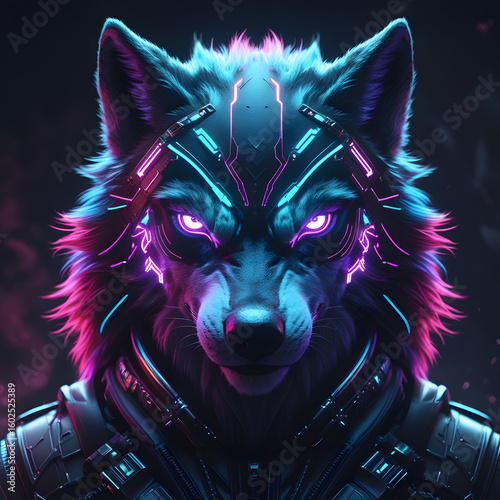 cyber wolf background wallpaper