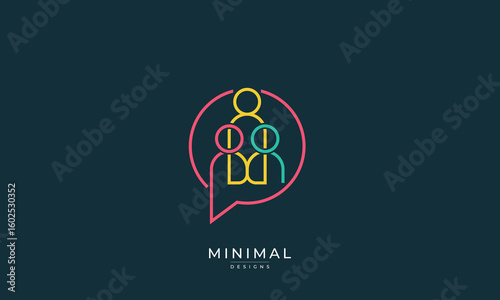 Diversity Chat design logo, people talking family together human unity chat bubble logo vector icon
