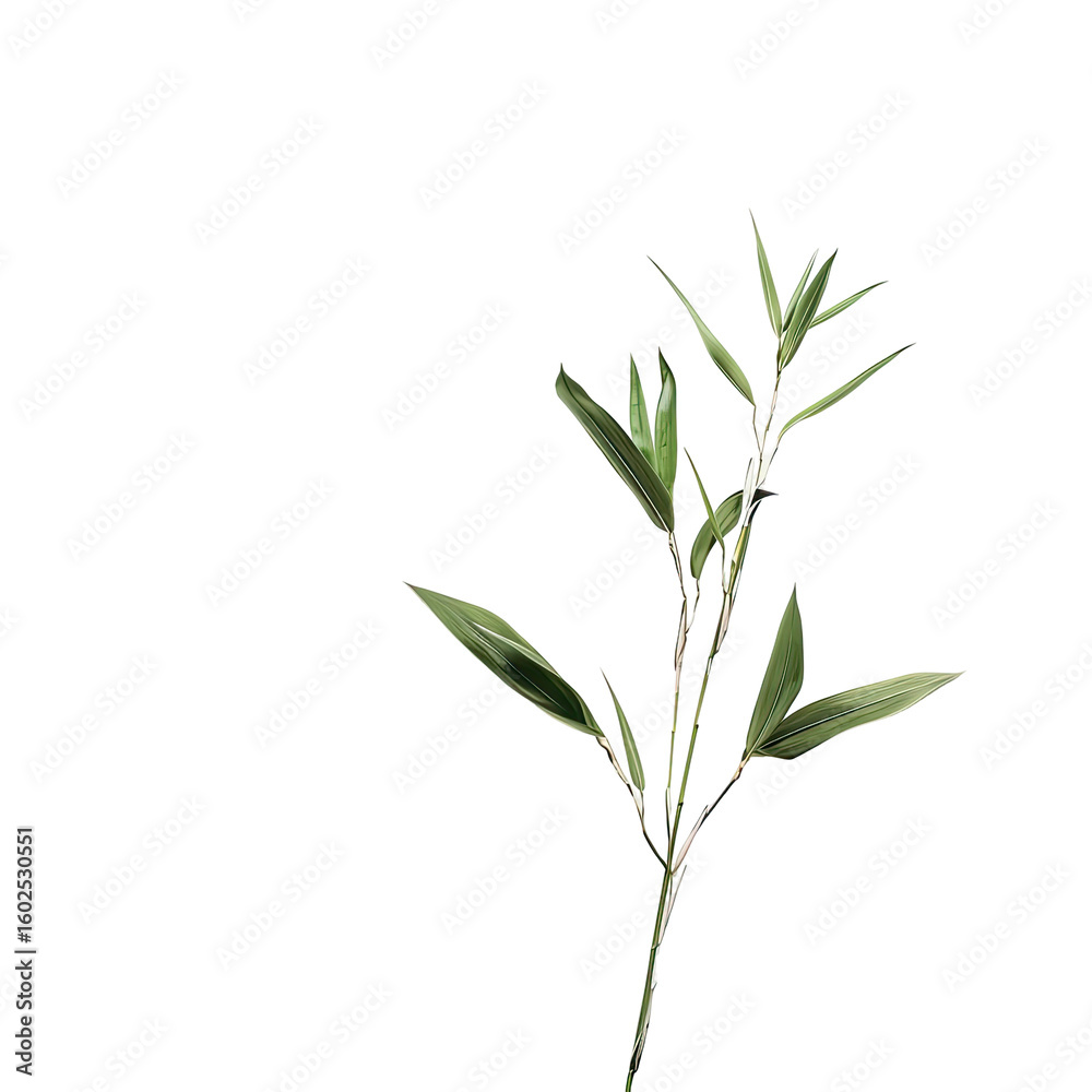 Obraz premium Close-up of a small sprig of green leaves