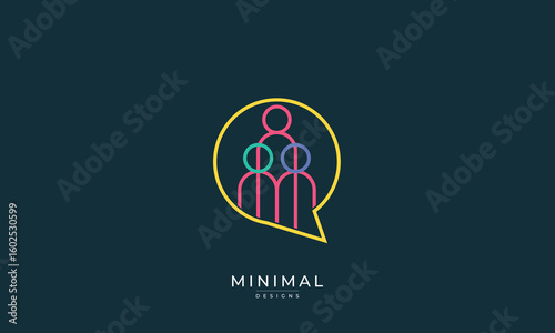 Diversity Chat design logo, people talking family together human unity chat bubble logo vector icon