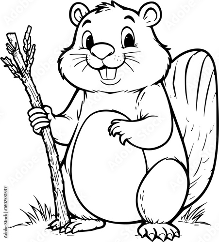 cute chipmunk vector line art