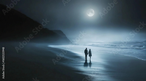 Soft ethereal glow surrounding a couple walking