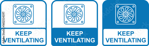 Keep Ventilating Icon – Airflow Safety Label for Indoor Spaces and Products
