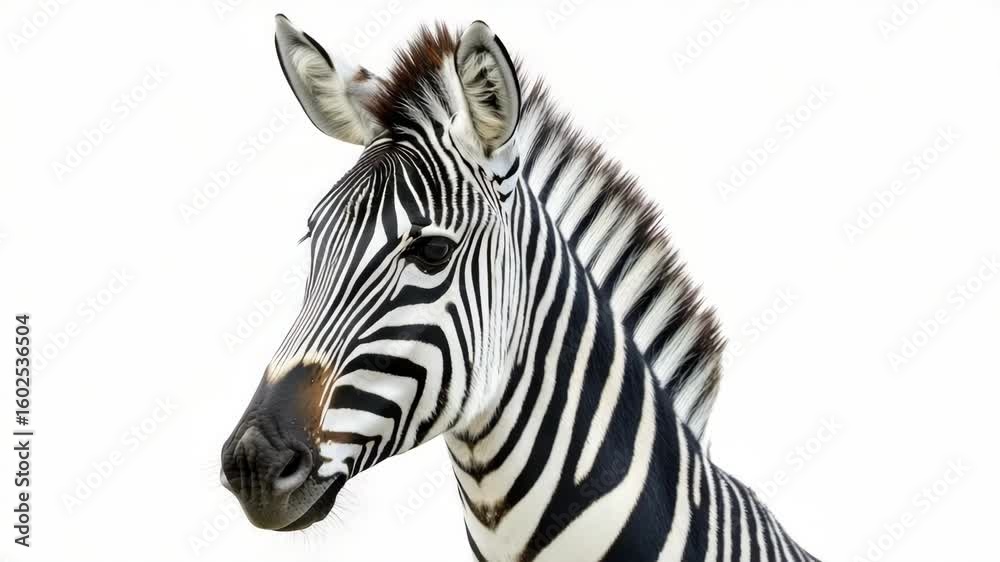 The zebra's bold stripes and alert gaze captured in a clear shot.