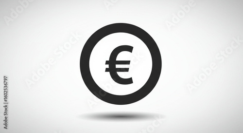 Simple black euro symbol in a circle, on a light gray background.