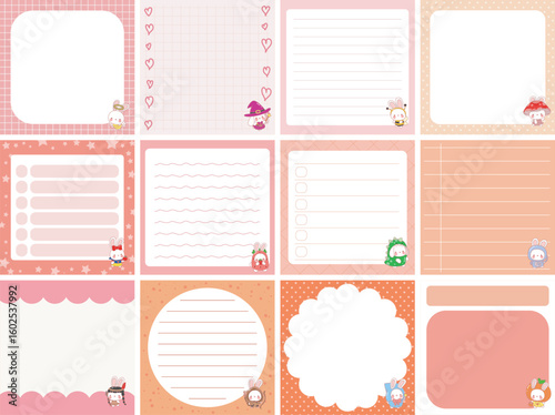 Cute sticky planners with variation of pattern and pastel color.