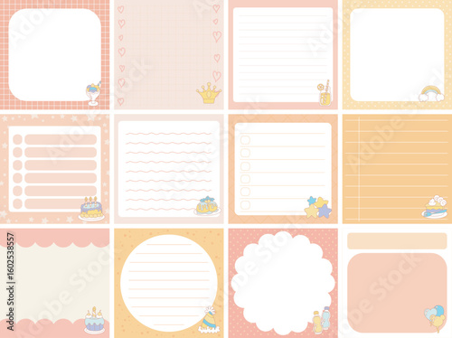 Cute sticky planners with variation of pattern and pastel color.