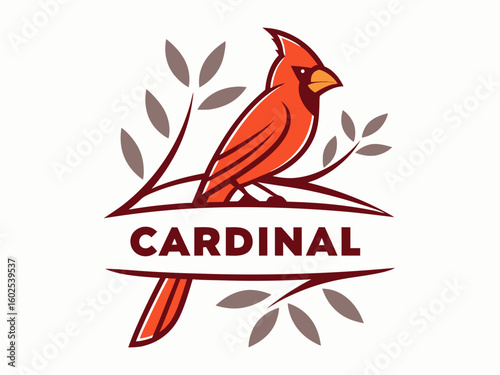 A vibrant cardinal perched on a branch, perfect for logo design.